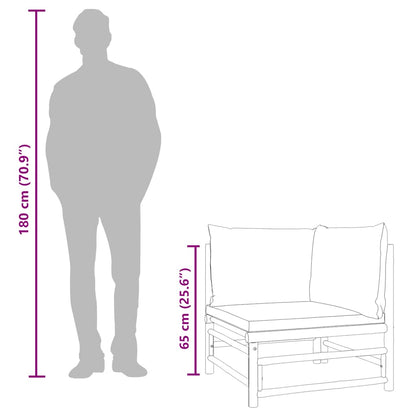 Garten-Ecksofa mit Hellgrauen Kissen Bambus