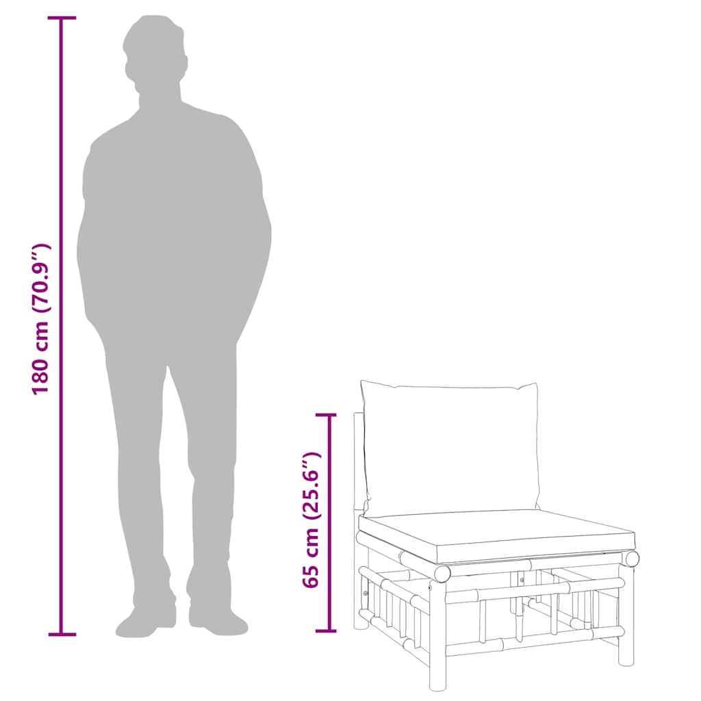 2-tlg. Garten-Lounge-Set mit Dunkelgrauen Kissen Bambus
