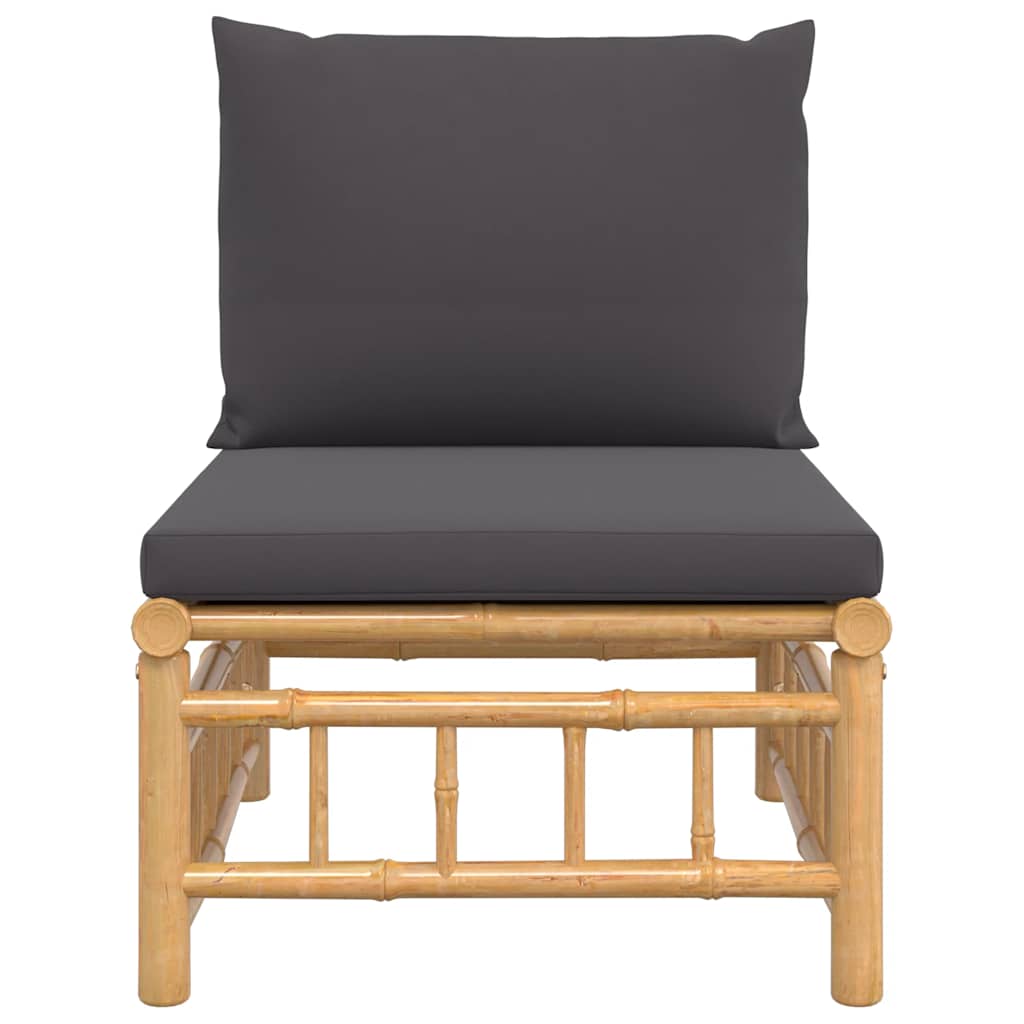 Garten-Mittelsofa mit Dunkelgrauen Kissen Bambus