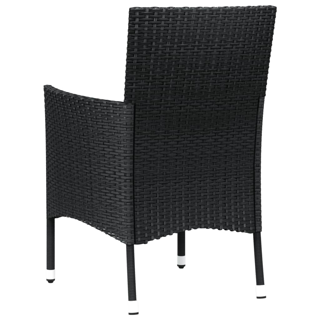 Gartenstühle mit Kissen 2 Stk. Schwarz Poly Rattan
