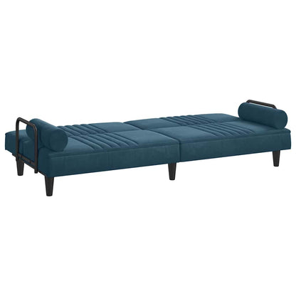Schlafsofa mit Armlehnen Blau Samt