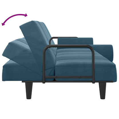 Schlafsofa mit Armlehnen Blau Samt