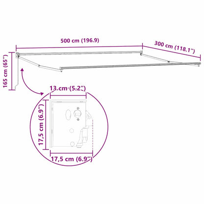 Einziehbare Markise Weiß 500 x 300 cm Aluminium