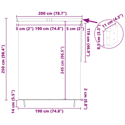Rollo Gestreift Gelb und Blau 200 x 250 cm Stoff und Aluminium