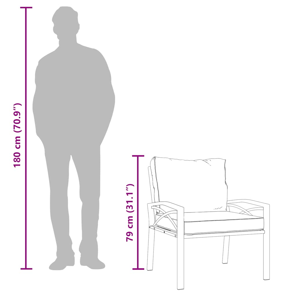 Gartenstuhl mit Sandfarbigen Kissen 68x76x79 cm Stahl
