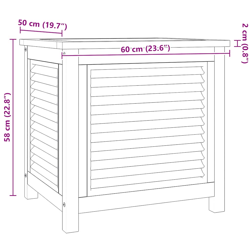 Gartenbox mit Beutel 60x50x58 cm Massivholz Teak