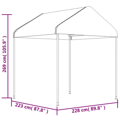 Pavillon mit Dach Weiß 17,84x2,28x2,69 m Polyethylen