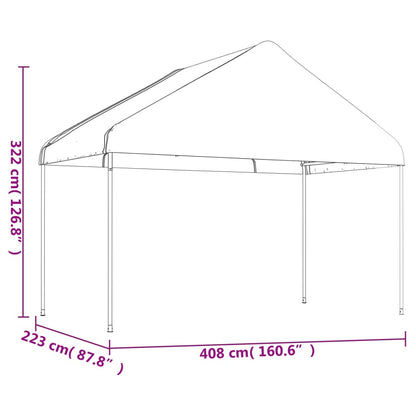 Pavillon mit Dach Weiß 11,15x4,08x3,22 m Polyethylen