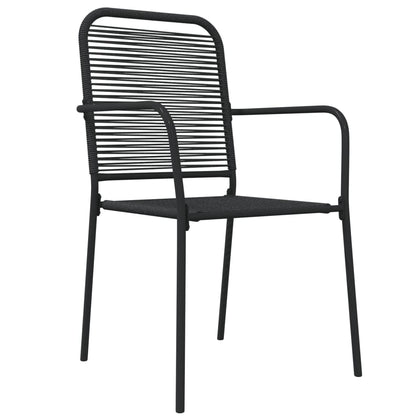 7-tlg. Garten-Essgruppe Schwarz Baumwollseil und Stahl