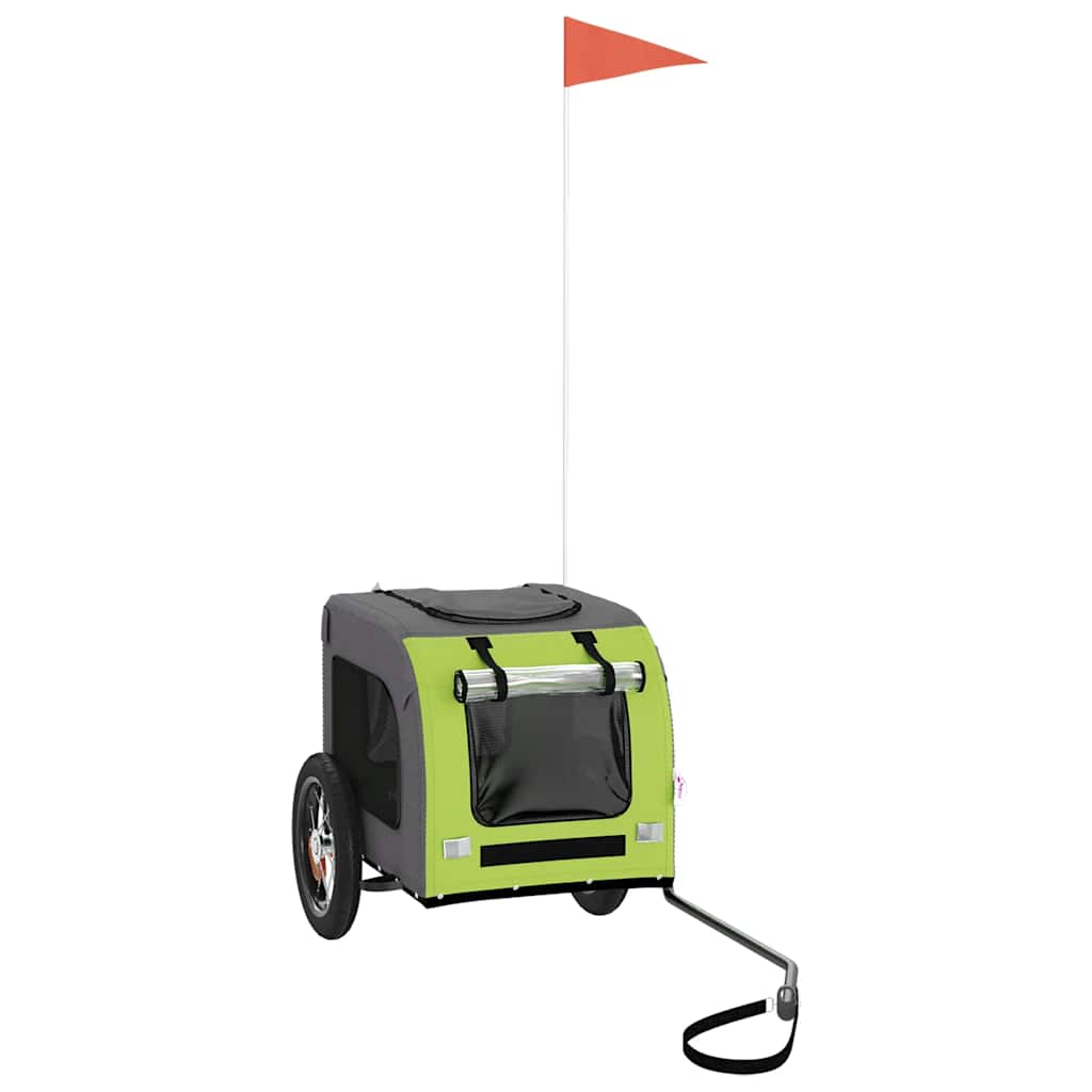 Fahrradanhänger Hunde Grün und Grau Oxford-Gewebe und Eisen