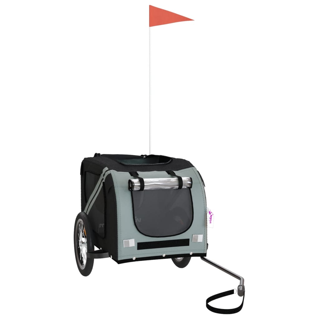 Fahrradanhänger Hunde Schwarz und Grau Oxford-Gewebe und Eisen