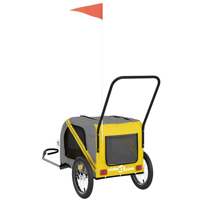 Fahrradanhänger Hunde Gelb und Grau Oxford-Gewebe und Eisen