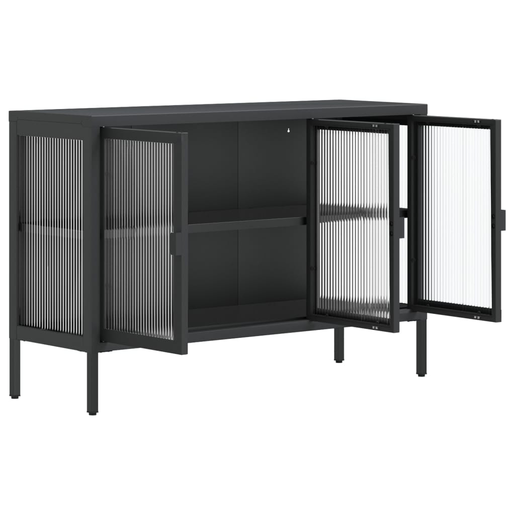 Sideboard Schwarz 105x35x70 cm Glas und Stahl