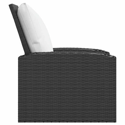 Gartensessel Verstellbar mit Kissen Schwarz Poly Rattan