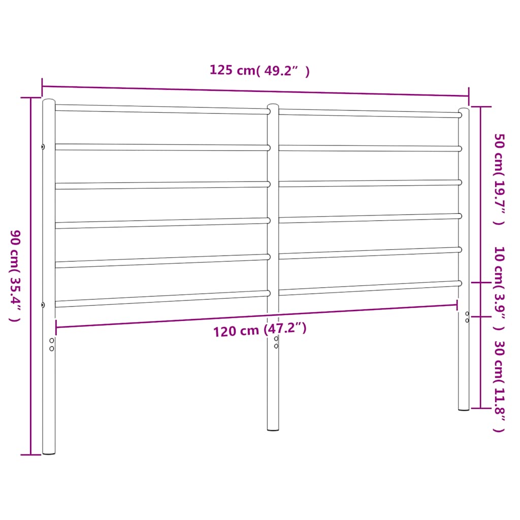 Ersatz-Kopfteil Metall Schwarz 120 cm