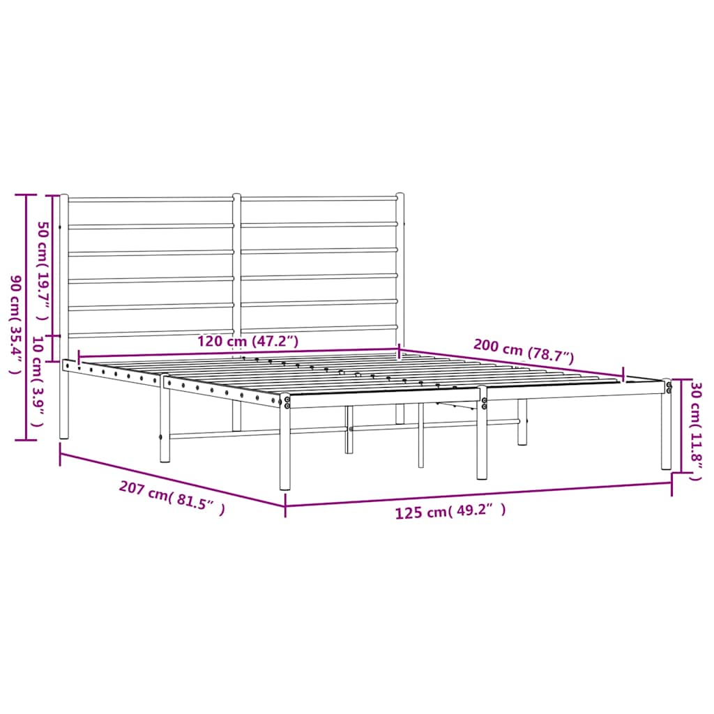 Bettgestell mit Kopfteil Metall Weiß 120x200 cm