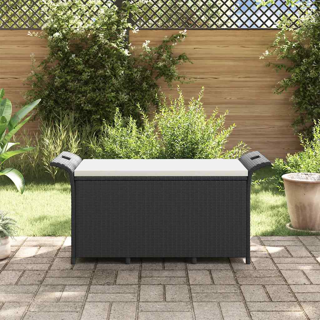 Gartenbank mit Kissen Schwarz 116x46x57 cm Poly Rattan