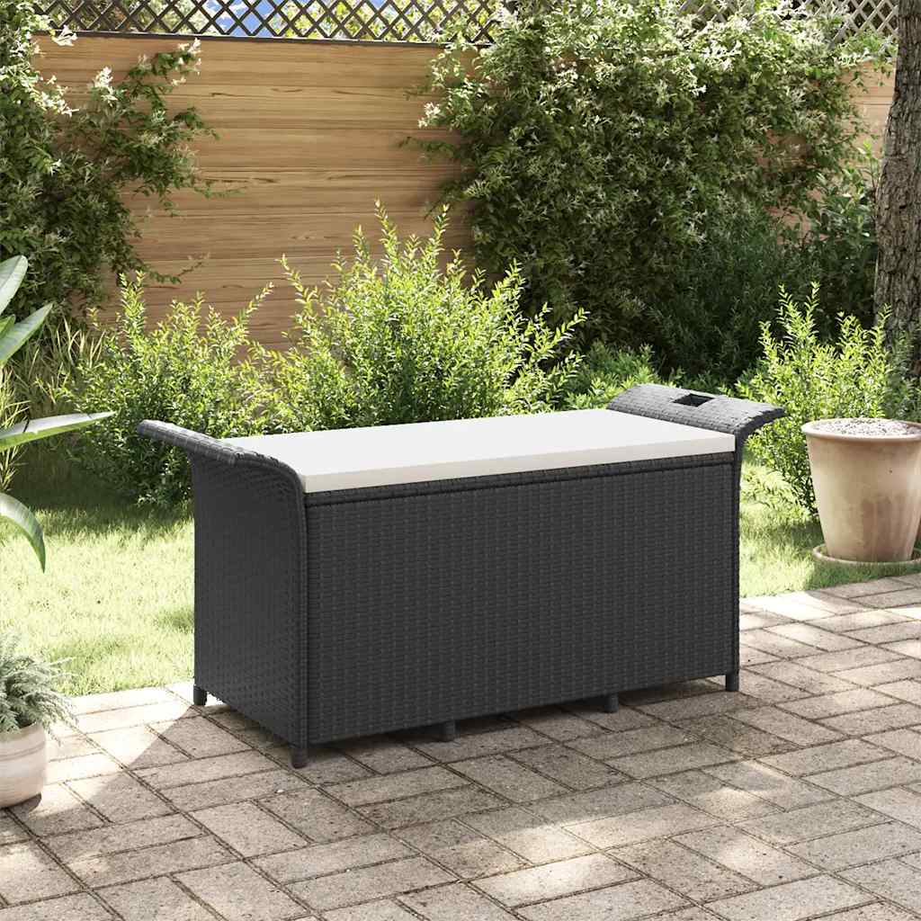 Gartenbank mit Kissen Schwarz 116x46x57 cm Poly Rattan
