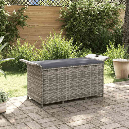 Gartenbank mit Kissen Grau 116x46x57 cm Poly Rattan