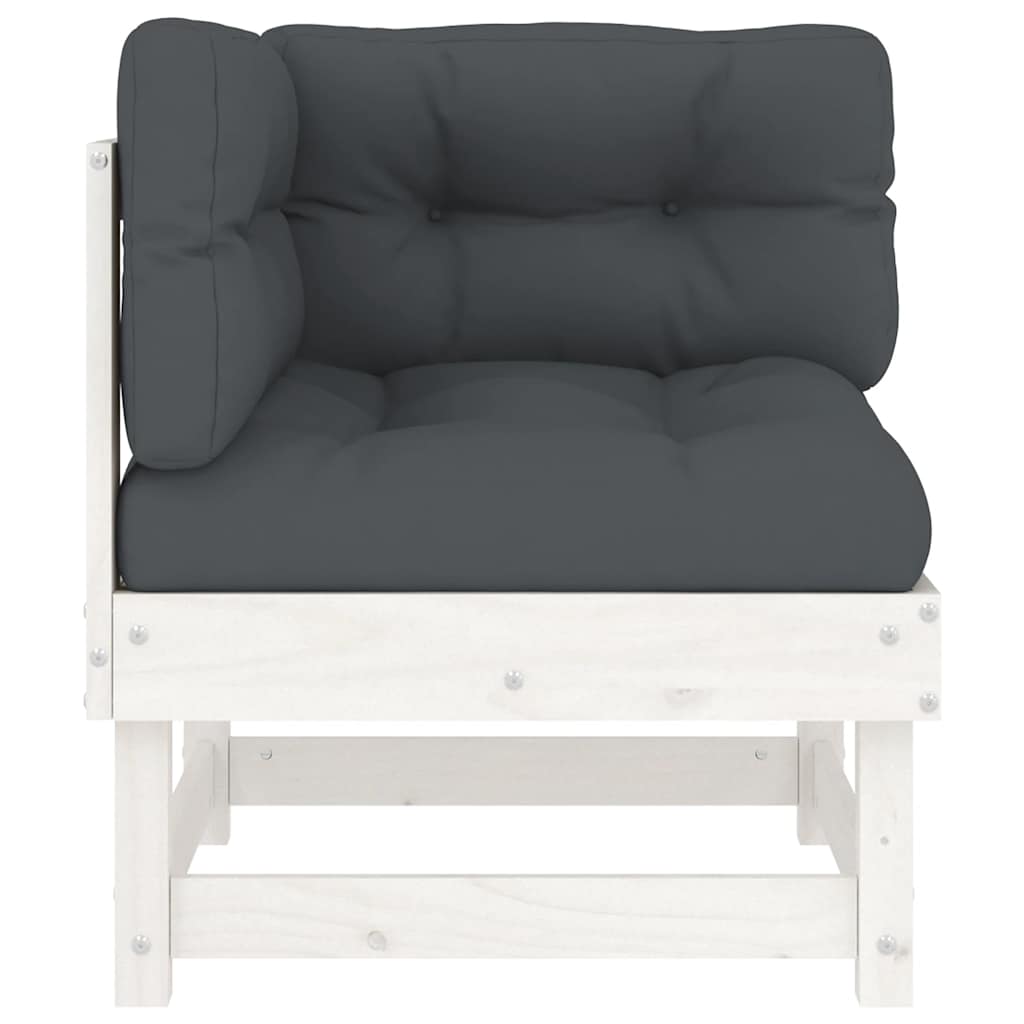 Ecksofas mit Kissen 2 Stk. Weiß Massivholz Kiefer