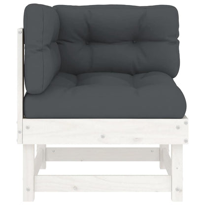 Ecksofas mit Kissen 2 Stk. Weiß Massivholz Kiefer