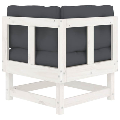 Ecksofas mit Kissen 2 Stk. Weiß Massivholz Kiefer