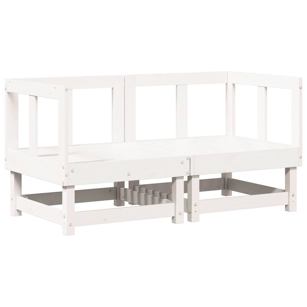 Ecksofas mit Kissen 2 Stk. Weiß Massivholz Kiefer