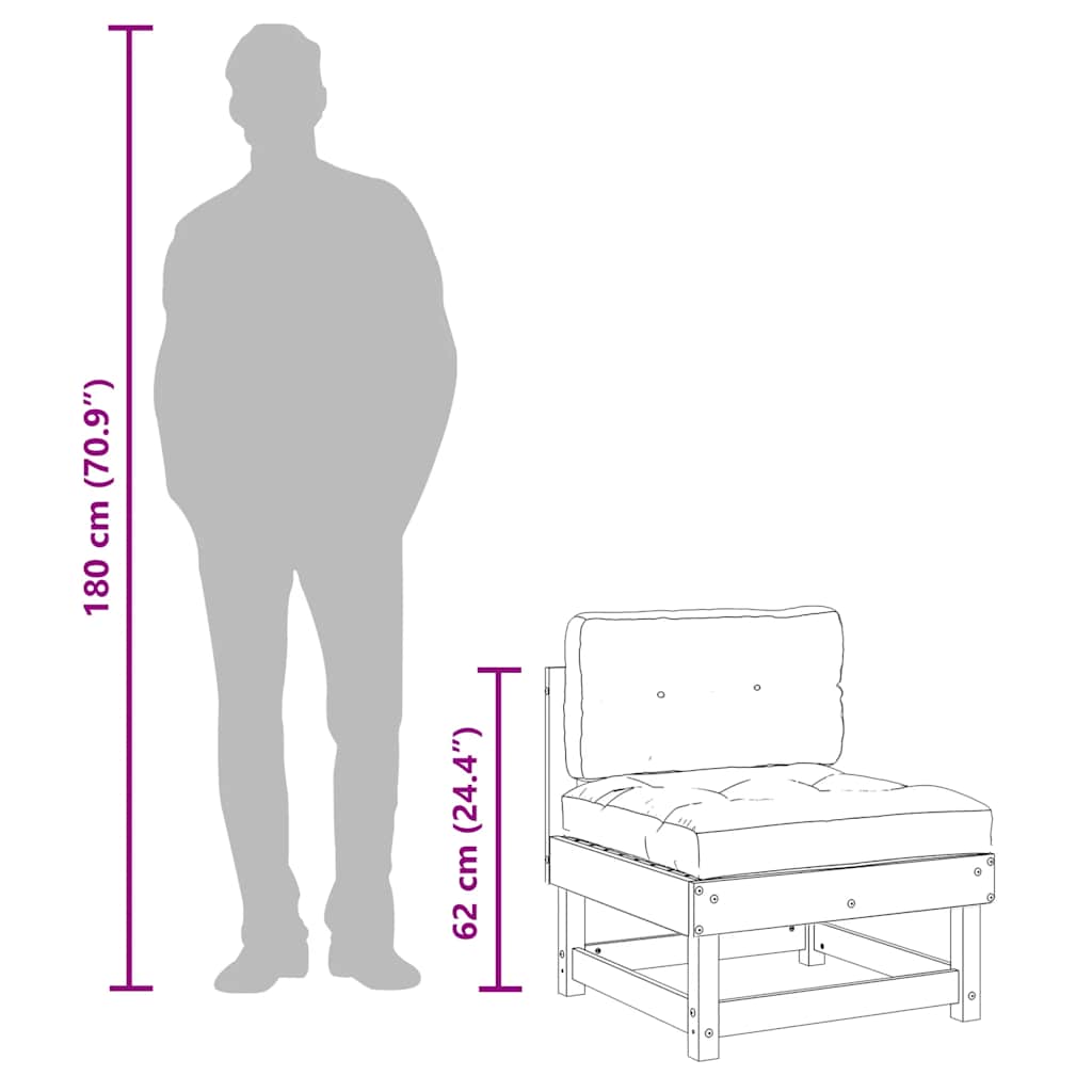 Mittelsofas mit Kissen 2 Stk. Honigbraun Massivholz Kiefer