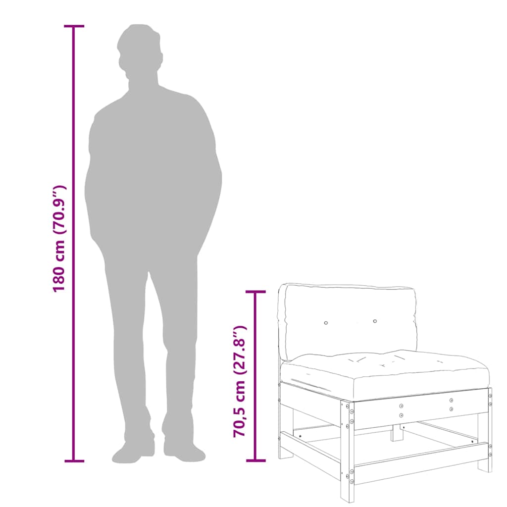 Mittelsofas mit Kissen 2 Stk. Weiß Massivholz Kiefer