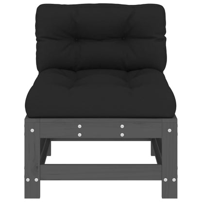 Mittelsofas mit Kissen 2 Stk. Grau Massivholz Kiefer