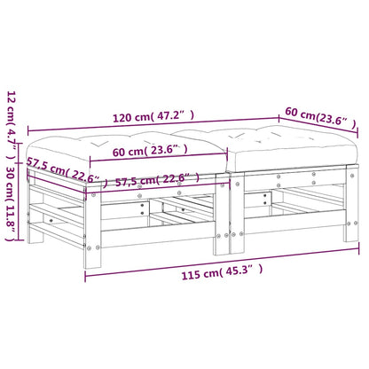 Gartenhocker mit Kissen 2 Stk. Grau Massivholz Kiefer