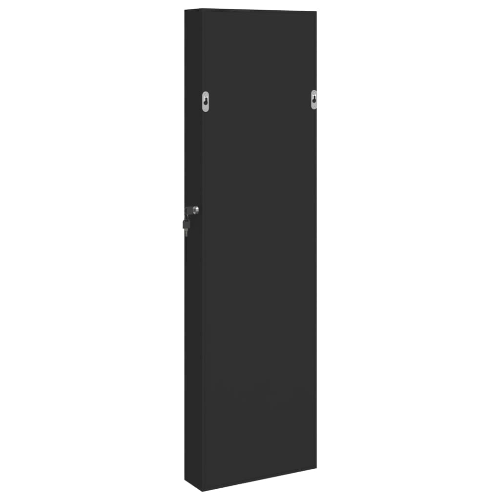 Schmuckschrank mit Spiegel Wandmontage Schwarz 30x8,5x106 cm