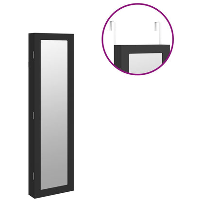 Schmuckschrank mit Spiegel Wandmontage Schwarz 30x8,5x106 cm