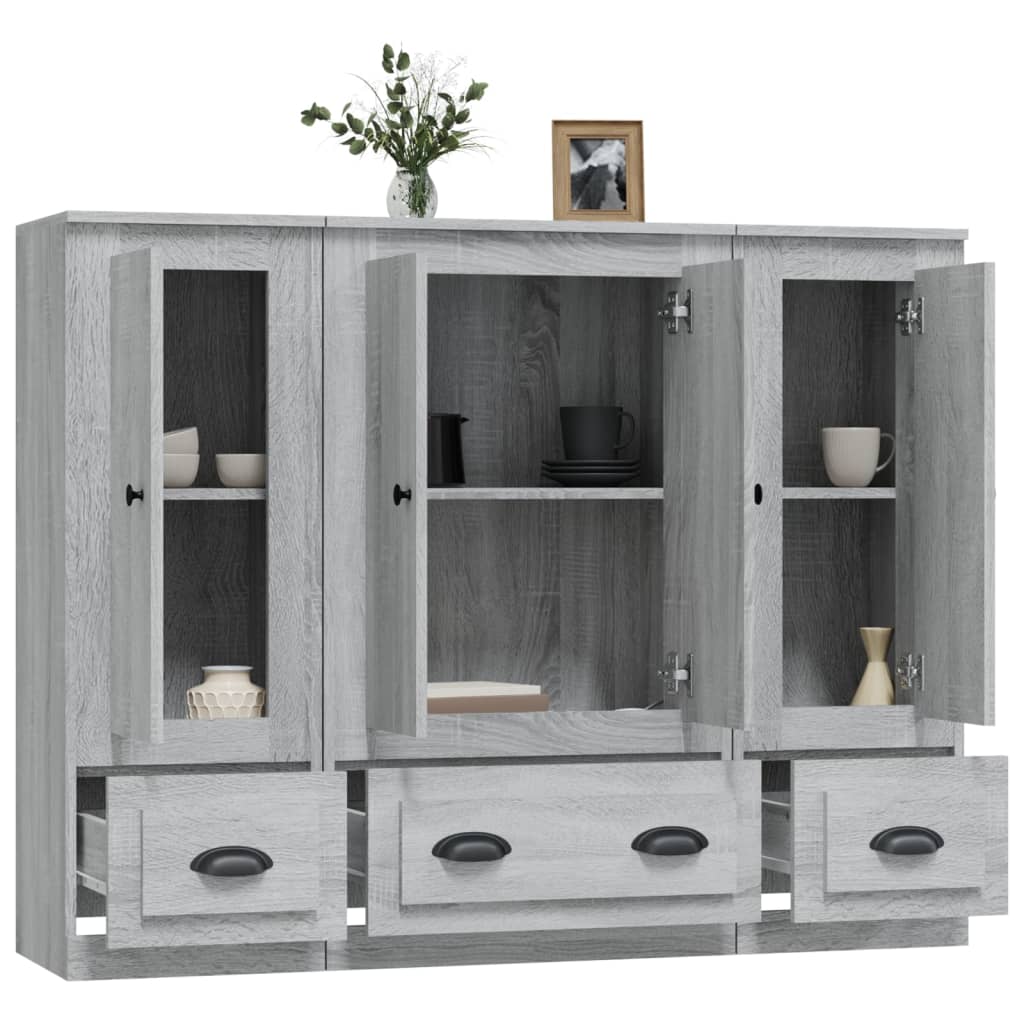 Highboards 3 Stk. Grau Sonoma Holzwerkstoff