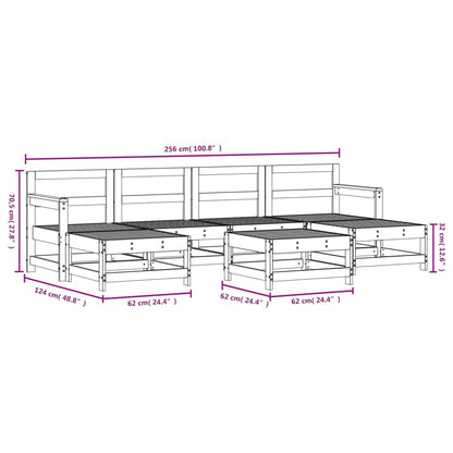 7-tlg. Garten-Lounge-Set Weiß Massivholz Kiefer