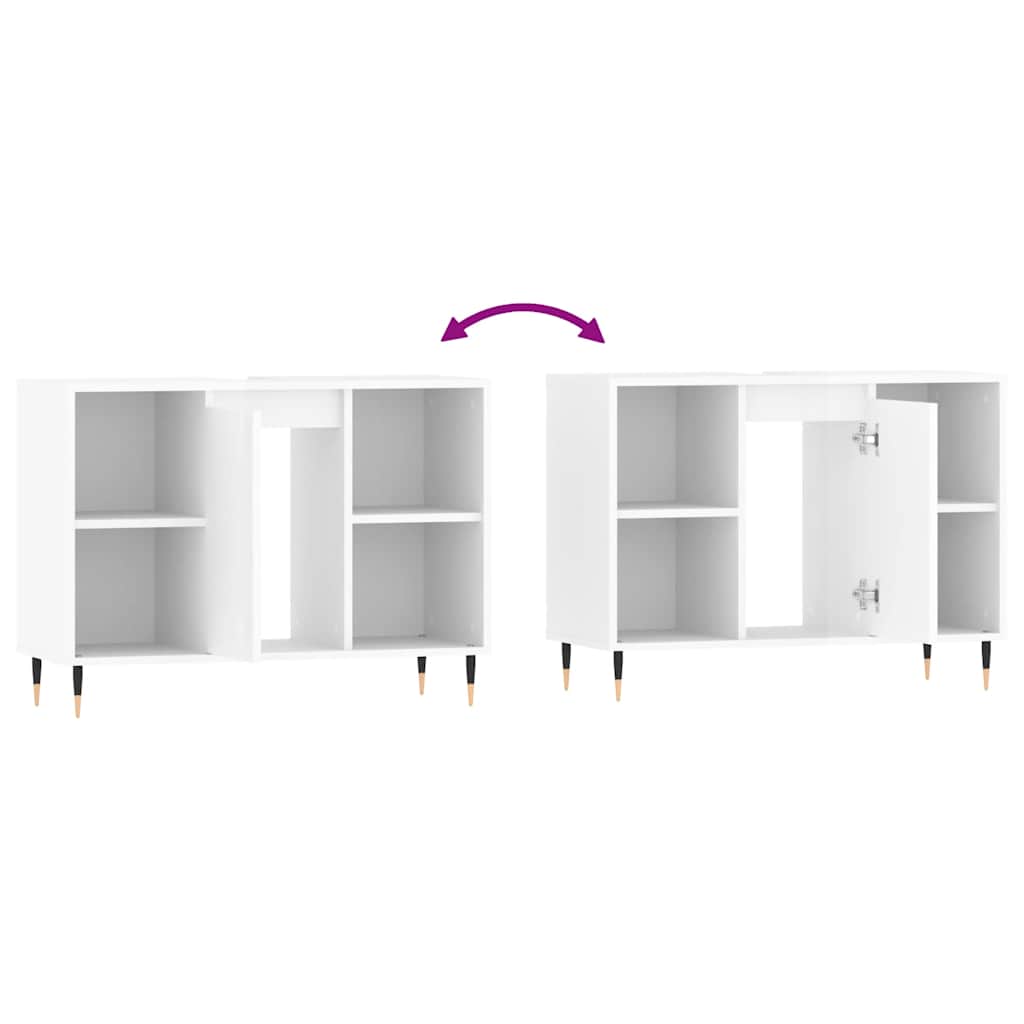 Badschrank Hochglanz-Weiß 80x33x60 cm Holzwerkstoff