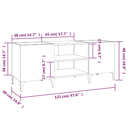 Plattenschrank Grau Sonoma 121x38x48 cm Holzwerkstoff