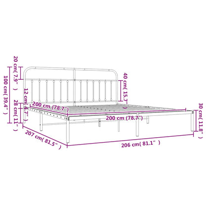 Bettgestell mit Kopfteil Metall Weiß 200x200 cm