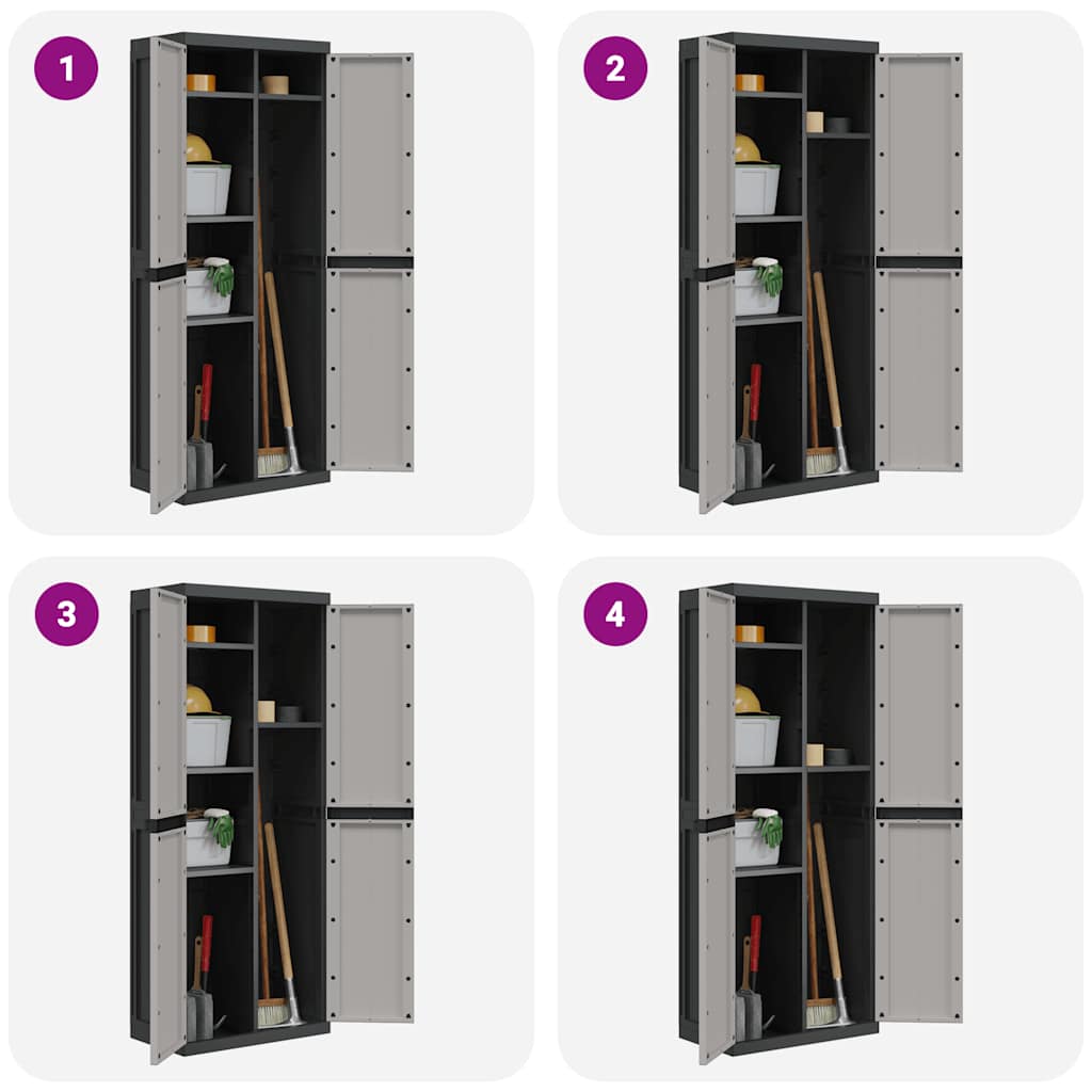 Gartenschrank Grau und Schwarz 65x37x165 cm PP