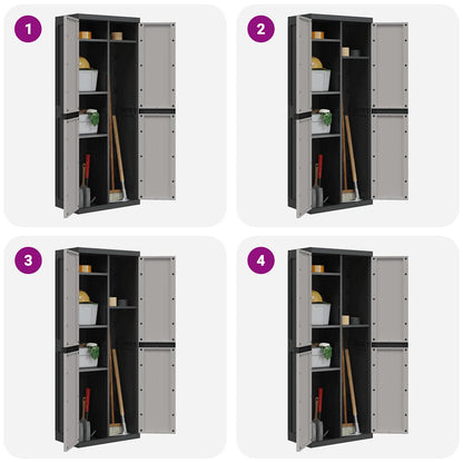 Gartenschrank Grau und Schwarz 65x37x165 cm PP