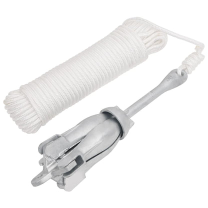 Klappanker mit Seil Silber 6 kg feuerverzinktes Gusseisen