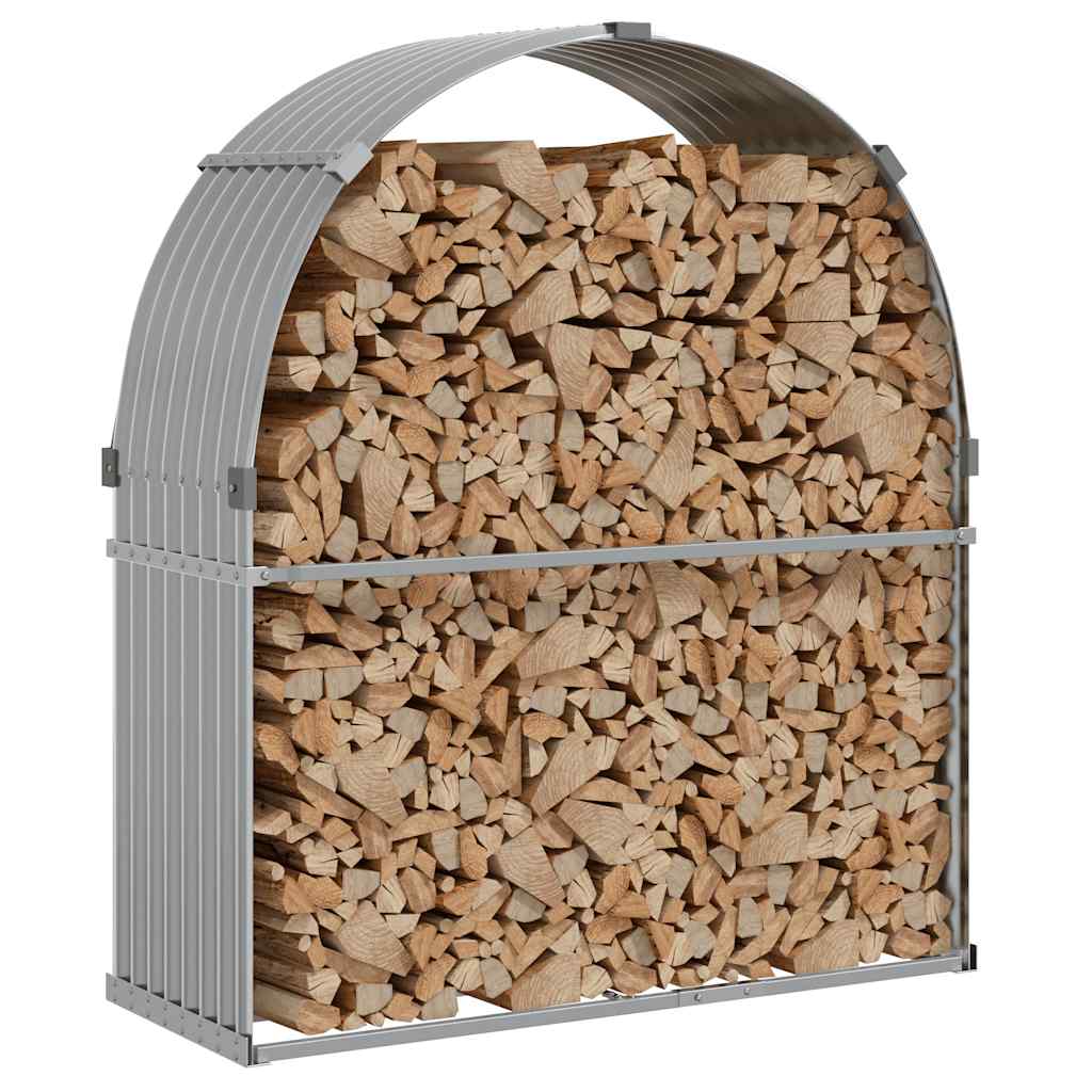 Kaminholzunterstand Hellgrau 120x45x140 cm Verzinkter Stahl