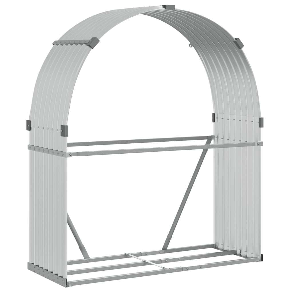 Kaminholzunterstand Silbern 120x45x140 cm Verzinkter Stahl