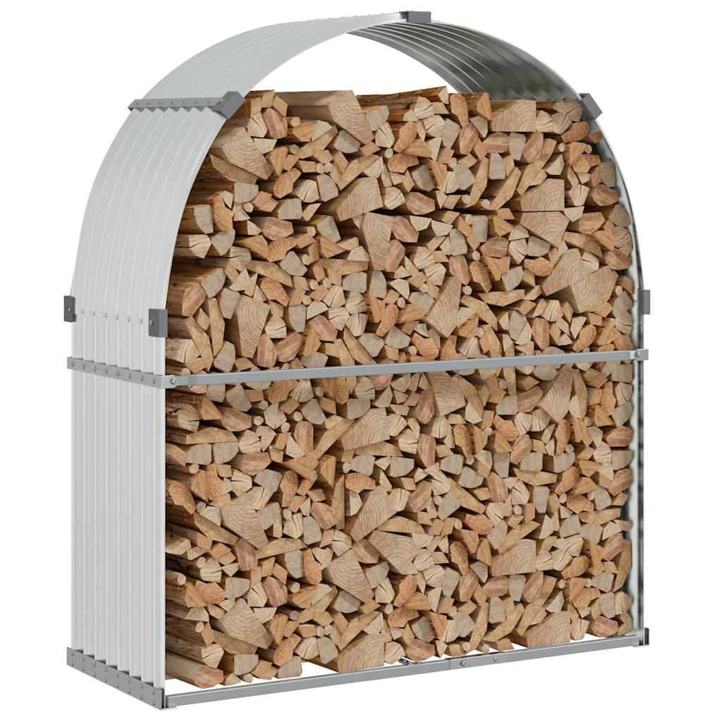 Kaminholzunterstand Silbern 120x45x140 cm Verzinkter Stahl