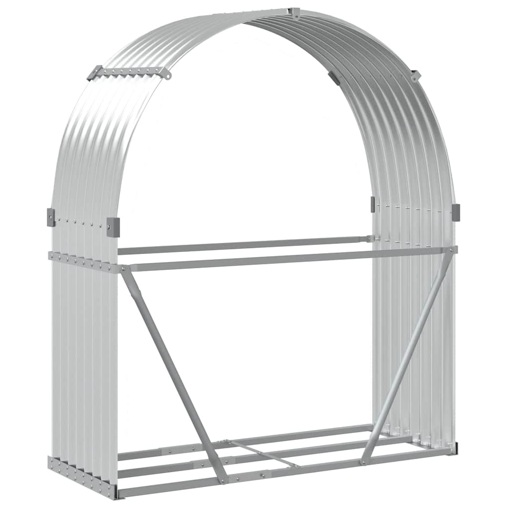 Kaminholzunterstand Silbern 120x45x140 cm Verzinkter Stahl