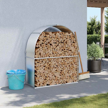 Kaminholzunterstand Silbern 120x45x140 cm Verzinkter Stahl