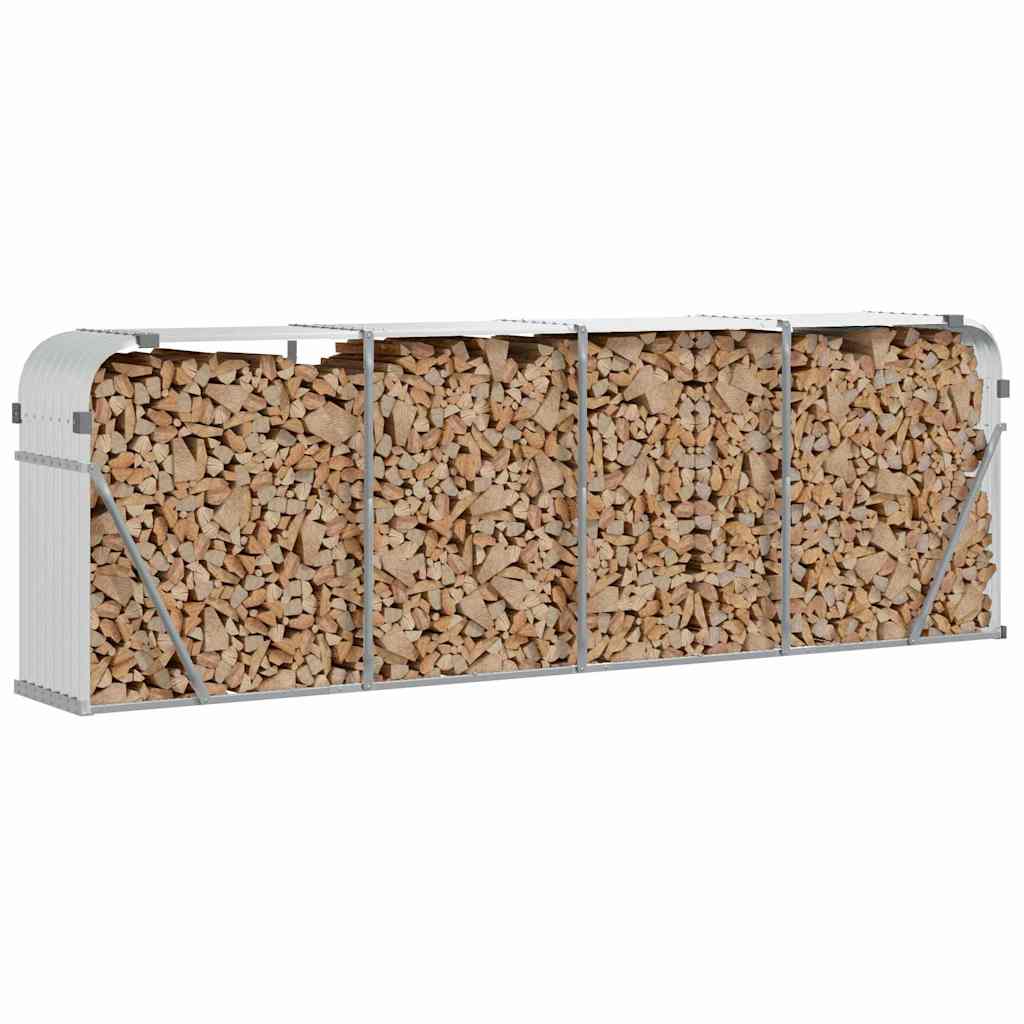 Kaminholzunterstand Silbern 300x45x100 cm Verzinkter Stahl