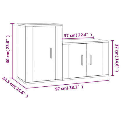 2-tlg. TV-Schrank-Set Braun Eichen-Optik Holzwerkstoff