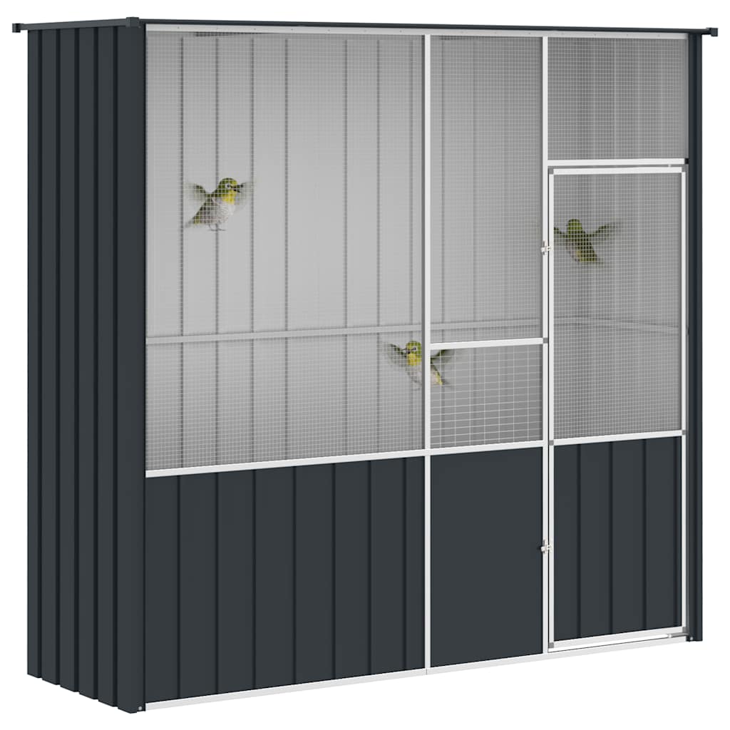 Voliere Anthrazit 215x78x200 cm Verzinkter Stahl