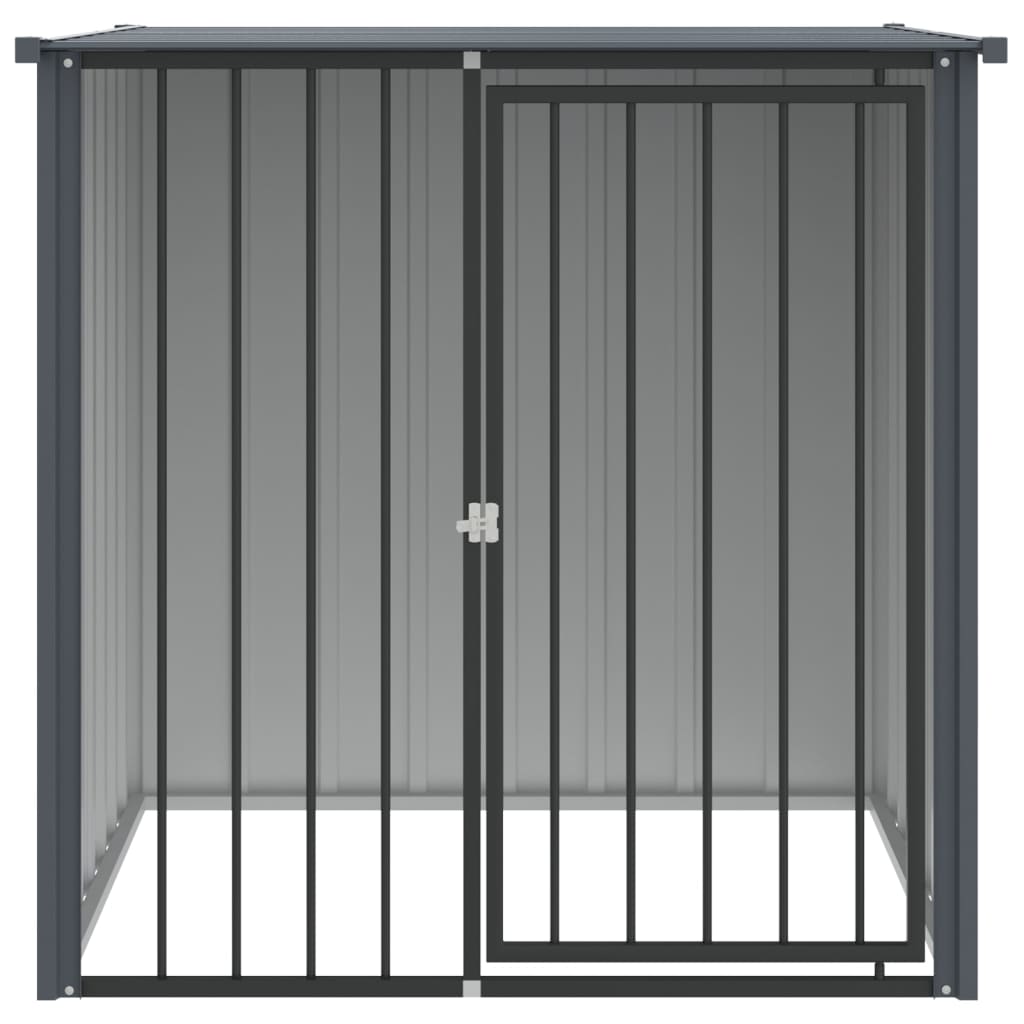 Hundehütte mit Dach Schwarz 110x103x109 cm Verzinkter Stahl